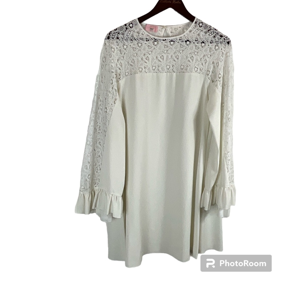 GIAMBA Paris Women Giambattista Valli White Lace Yoke Mini Dress XS Flowing E1
